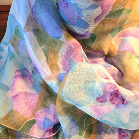 Three Sheer Woman's Scarfs, 2 Square, 1 Rectangle, Pastel & Neutral Colors - Picture 5 of 16